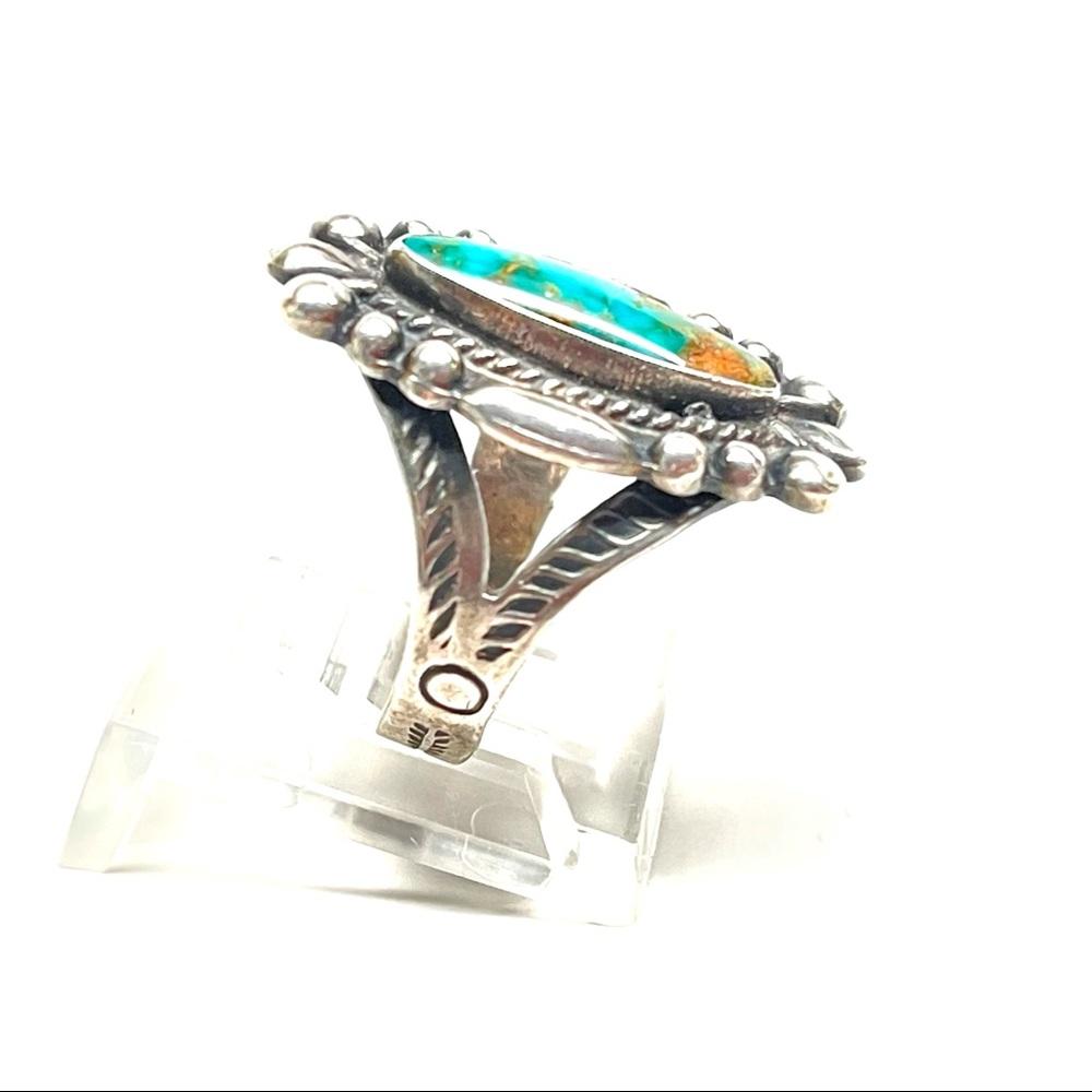 SOLD Vintage Sterling Southwestern Turquoise Ring - Picture 5 of 13